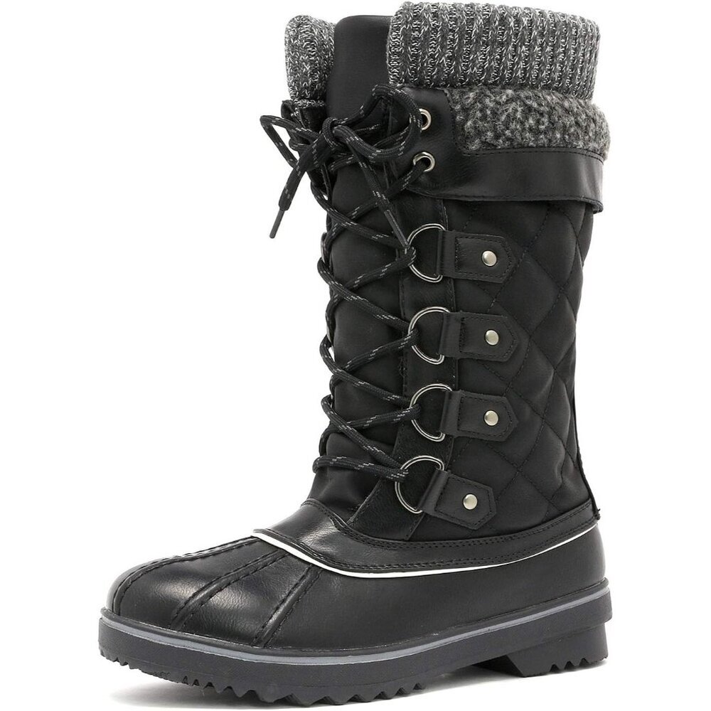 〽️Women's Black Dream Pairs  Mid Calf Waterproof Winter Warm Fur Lined Boots